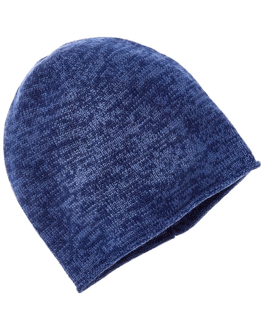 Amicale Cashmere Knit 2-Tone Cashmere Beanie Women's Blue