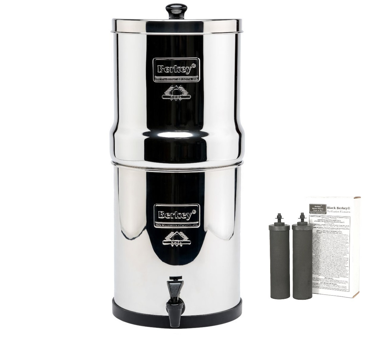 Berkey BT2X2-BB Travel Stainless Steel Water Filtration System with 2 Black