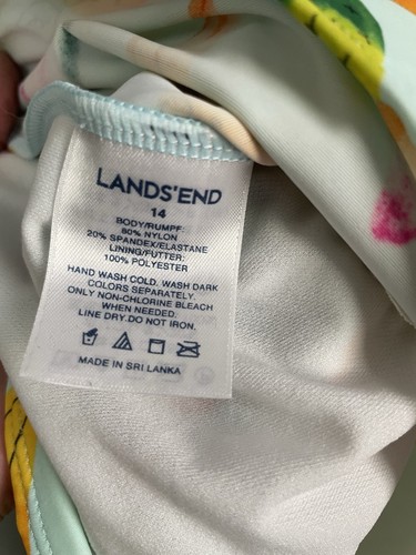 Lands’ End Off Shoulder Tankini Top Tropical Fruit Bathing Suit Girls Size 14 - Picture 3 of 4
