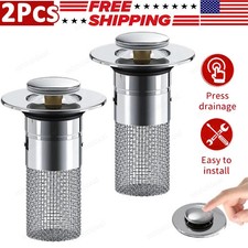 2PCS Floor Drain Filter Hair Catcher Shower Sink Mesh Basket Strainer Draining 