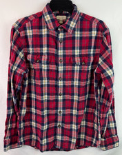 Sonoma Plaid Flannel Red Blue Button Up Long Sleeve Men's Size M