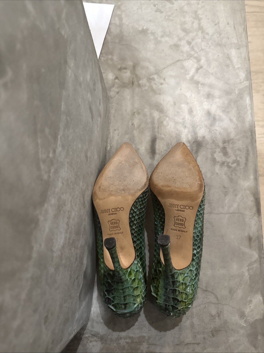 Jimmy Choo Green Python Heels 37, 4 Inch Heel | eBay