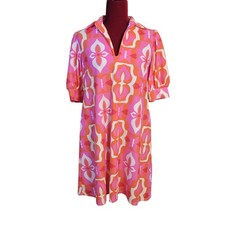 Jude Connally Made in USA Shift Dress Geometric Floral Sz XS *Runs Big* HG4514