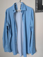 Perry Ellis Blue  White Striped Dress Shirt Neck 15.5, Mens