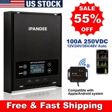 MPPT 100A 250VDC Solar Charge Controller 12V/24V/36V/48V Battery Regulator w/APP