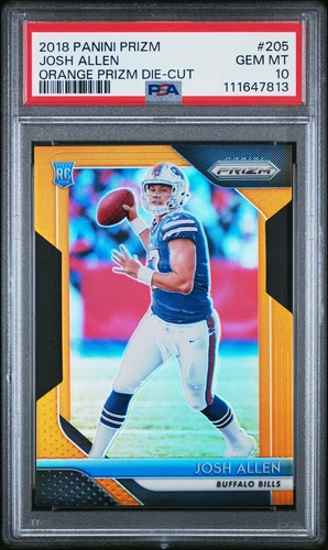 PSA 10 2018 Panini Prizm Josh Allen Orange Die Cut Rookie RC /249 #205