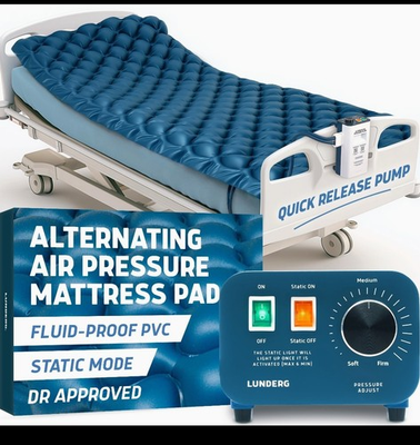 #ad Lunderg Alternating Air Pressure Wedge Mattress Pad Blue Inflatable Waterproof $45.00