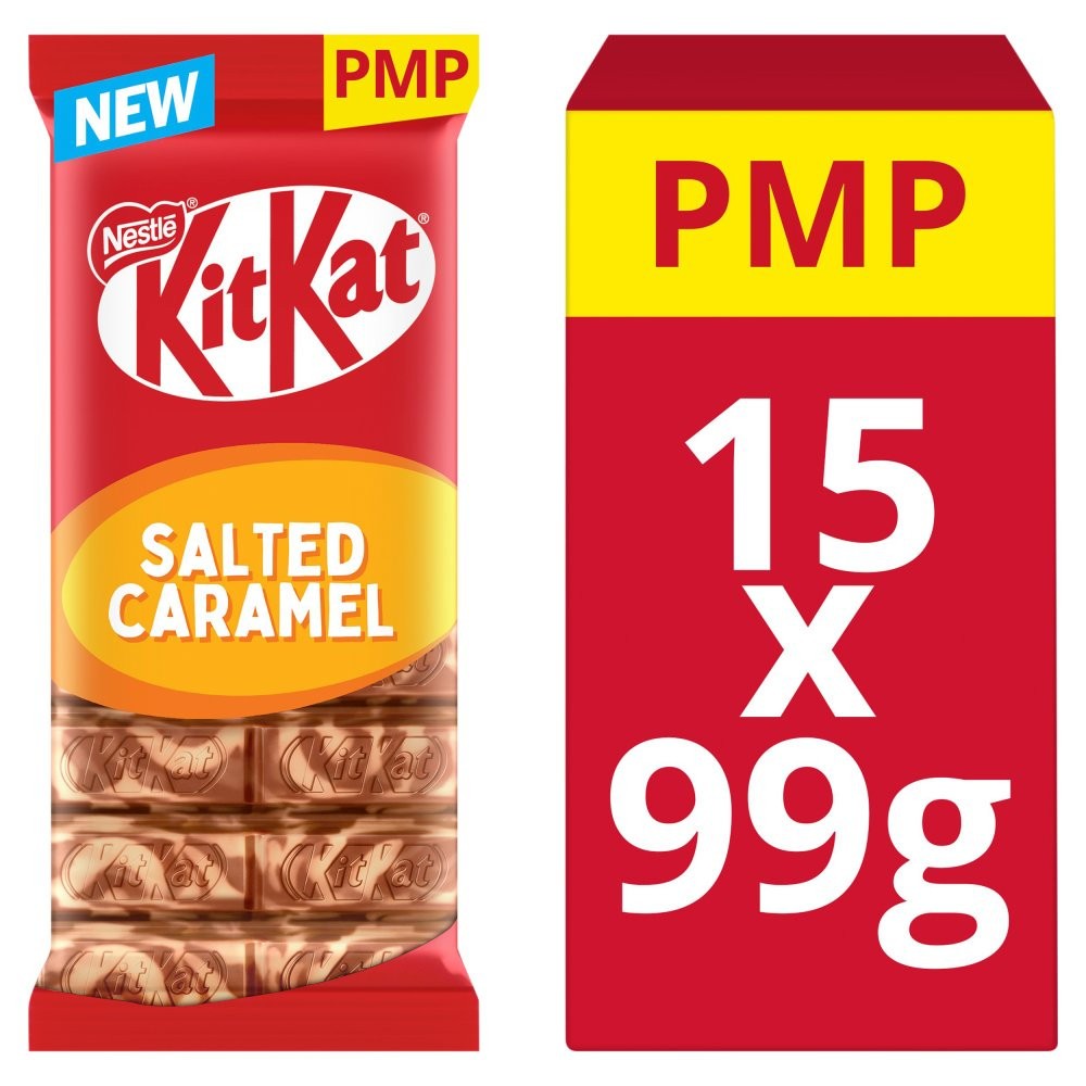Full Box of 15 KitKat Salted Caramel Chocolate Sharing Bar 99g PMP £1.50