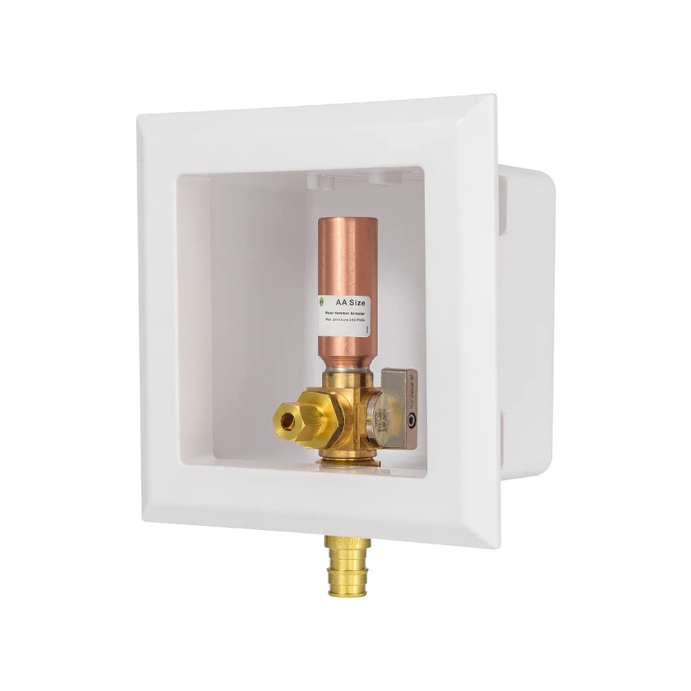 Universal Ice Maker Box 1/2Inch PexA Expansion Inlet 1/4Turn Ball Valve