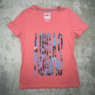 Adidas Go To Tee Shirt Womens Size SMALL V-Neck Pink Climalite Lightweight