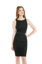 GUESS by Marciano Black Floral Lace Sheath Dress Scoop Neck Knee Length 10