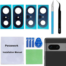 2 Set Back Rear Camera Lens Glass Replacement for Google Pixel 7 with Pre-Instal