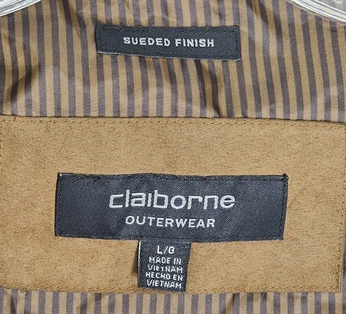 Claiborne Outerwear Suede Shacket Mens L Brown Leather Shirt Jacket Button Down - Picture 11 of 16