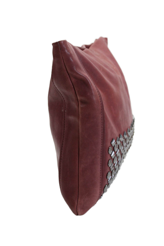 Pochette morbida donna frassino pelle stella dettagli borchie cerniere vino rosso medio - Foto 2 di 6