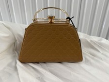 Gramercy  Grand Brown Top Handle Bag Heart Embossed Crystal Accent Gold Hardwa  