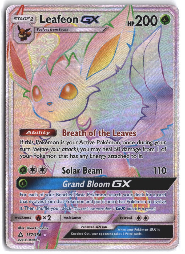 Leafeon GX 157/156 Rainbow Rare Ultra Prism Pokemon Holo NM