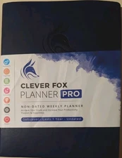 Clever Fox Planner Pro Non-Dated Weekly Planner BLUE Soft Cover (LikeNew) Unused