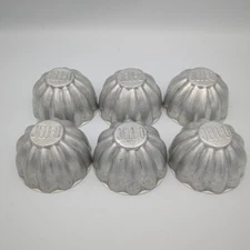 6 Vintage ALUMINUM "JELL-O" Jello Mold ~ Segmented Round Design ~ 3" Diameter ~