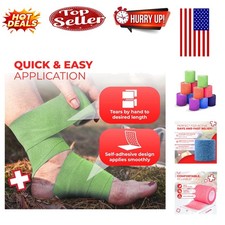 Colorful Self Adherent Bandage Wrap 3 Inch x 5 Yards, 12 Colors