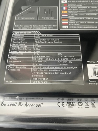 Aero Cool DS Dead Silence 14cm Black Computer Fan, 1500 RPM - Picture 3 of 4