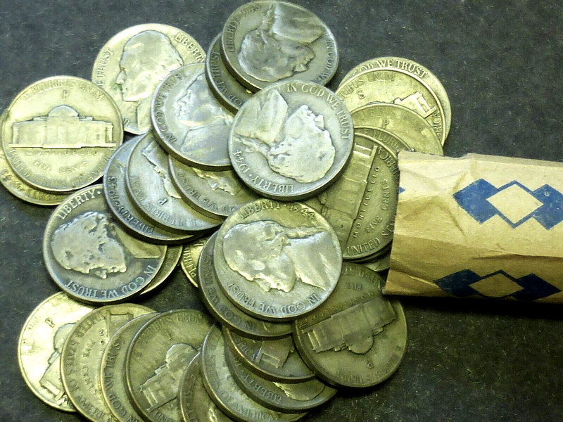 ROLL (40) SILVER WARTIME JEFFERSON NICKELS MIXED DATES 1942-45-PDS