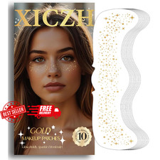 Gold Glitter Freckles Temporary Face Tattoos - 10 Pcs for Festivals and Events