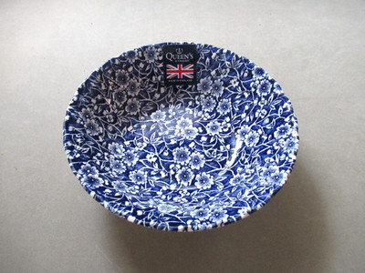 Queen's Earthenware Calico Blue Floral Chintz 6.25 in Cereal Bowl~New