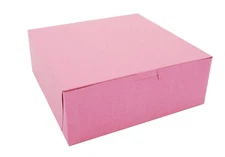 0837 Pink Paperboard Non-Window Lock-Corner Bakery Box, 8" Length x 8" Width ...
