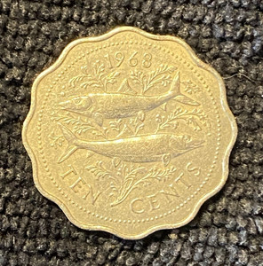 1968 Bahamas 10 Cents Coin Uncertified