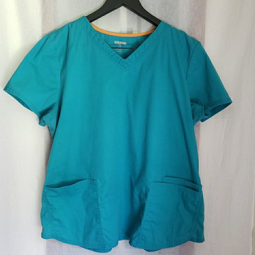 Scrubstar Scrub Top Blue Aquamarine Scrubs Medical Vet Dental Women's XL