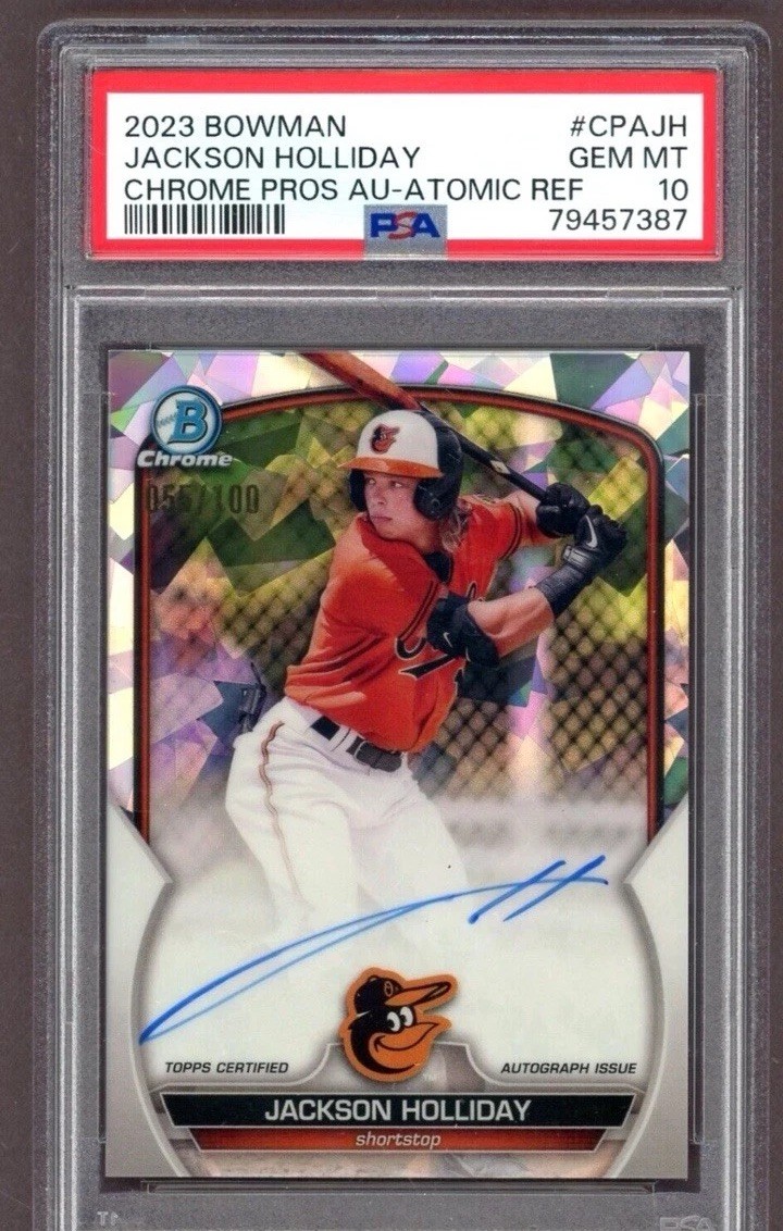 2023 Bowman - Jackson Holliday CPA-JH Chrome Auto Atomic Refractor /100 - PSA 10