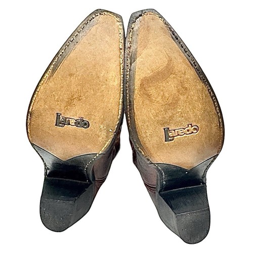 Laredo Madison Casual Western Brown Leather Cowboy Snip Toe Boots, Size 7.5 M - Picture 3 of 10