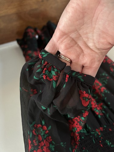 Ralph Lauren Floral Georgette Blouson V Neck Long Sleeve Maxi Dress Size 8 - Picture 9 of 10