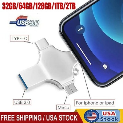 USB 3.0 Flash Drive 128GB Type C Memory Photo Stick for iPhone Android iPad lot