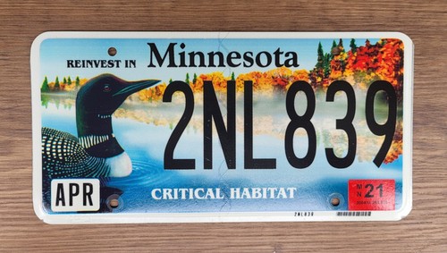2021 Minnesota Critical Habitat LOON License Plate Tag #2NL839 Wildlife