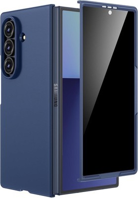 Samsung Galaxy Z Fold 7 Case with Privacy Tempered Glass Screen Protector (Blue)
