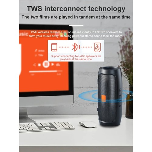 Bluetooth Speaker Dual Speaker Stereo Outdoor Tf Usb Playback Fm Voice7621 - Imagen 4 de 7