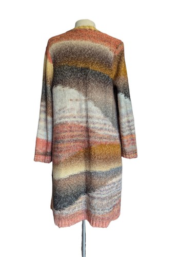 CHICO'S CHICOS Cardigan Sweater Open Brown Ivory Women Chunky Sz 1 (US 8, M) - Picture 4 of 11