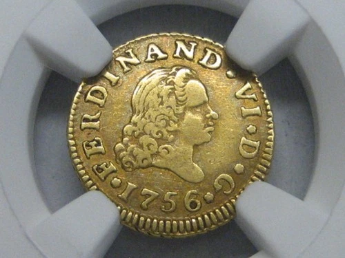 1756 MADRID 1/2 ESCUDO NGC XF GOLD FERDINAND VI SPAIN DOUBLOON COLONIAL ERA