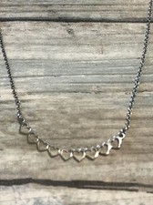 Dainty Hearts Necklace Silver Tone Chain 18" Cutout Pendant NWOT unbranded