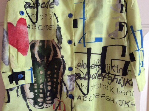 BIJOU SAUVAGE Dress Girl Size 7 Artsy Bug 3/4 Roll Tab Slv Lined Pockets ~ NWT - Picture 3 of 5