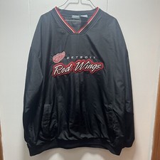 Detroit Red Wings Pro Edge Black V-neck Windbreaker W Pockets Size Xl Detroit Red Wings Pro Edge Black V-neck Windbreaker W Pockets Size Xl
