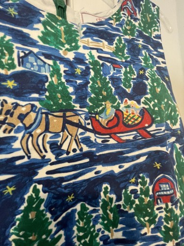 Girl’s CPC Childrenswear Christmas Dress Lined Trees Horses Sleigh Size 10 READ - Picture 5 of 10
