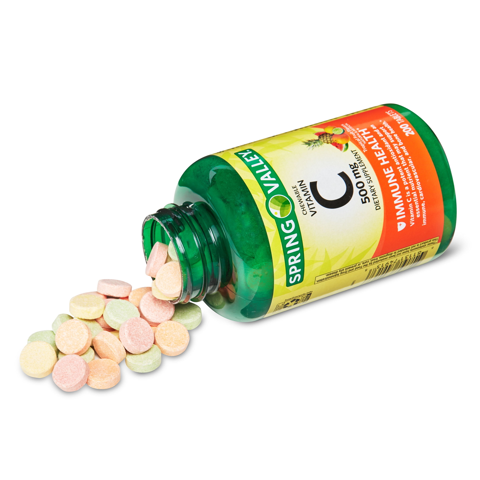 Vitamin C Chewable Tablets Dietary Supplement, Tropical Fruit, 500 mg, 200 Count