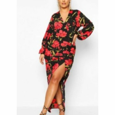 plus size wrap maxi dress with split