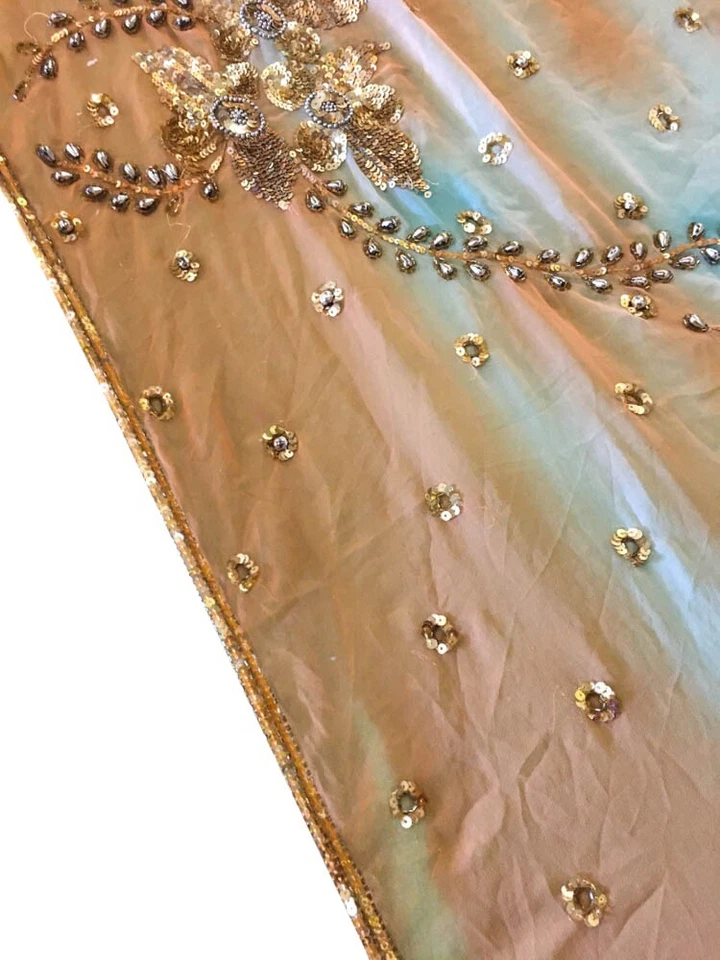 Bufanda Georgette Dupatta vintage india bordada estola larga para mujer LD7147 Foto 3 de 4