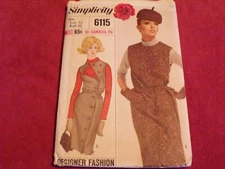 🌸 1965 SIMPLICITY #6115 - LADIES DESIGNER FASHION JUMPER & BLOUSE PATTERN 12 FF