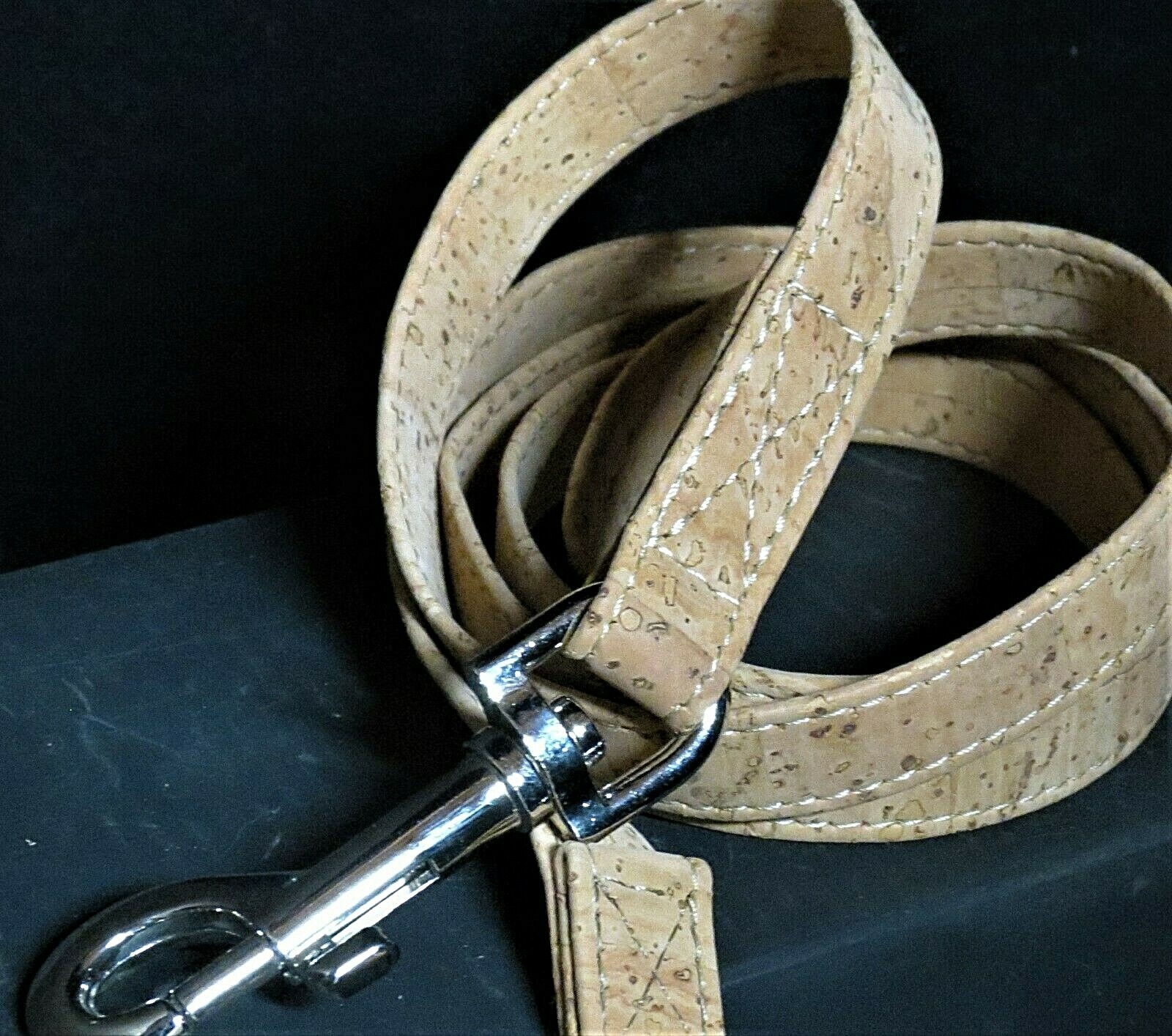 Top Paw Cork Dog Leash NEW! 6' x 1" Leatherette Chrome swivel hook,Soft