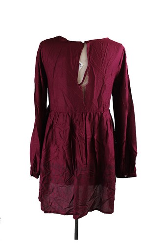 Roxy Adolescenti Rosso Bordeaux Manica Lunga Stampato Contadino Abito M - Foto 2 di 3