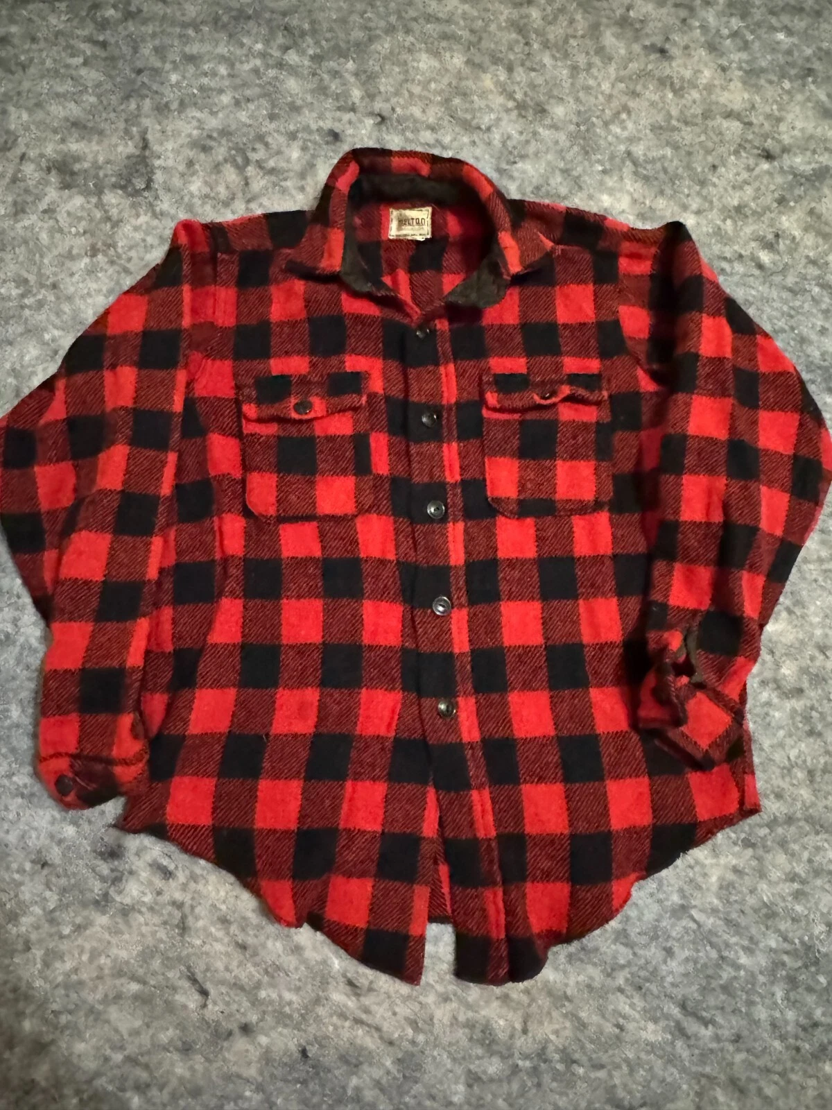 Vintage Melton Wintermaster Buffalo Plaid Flannel Shirt Mens Made USA